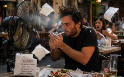 Καλοκαίρι κ εστίαση στην Αθήνα: Ο Άνθρωπος, ο Ανεμιστήρας και η Μπριζόλα που Έφυγε για Πάτρα