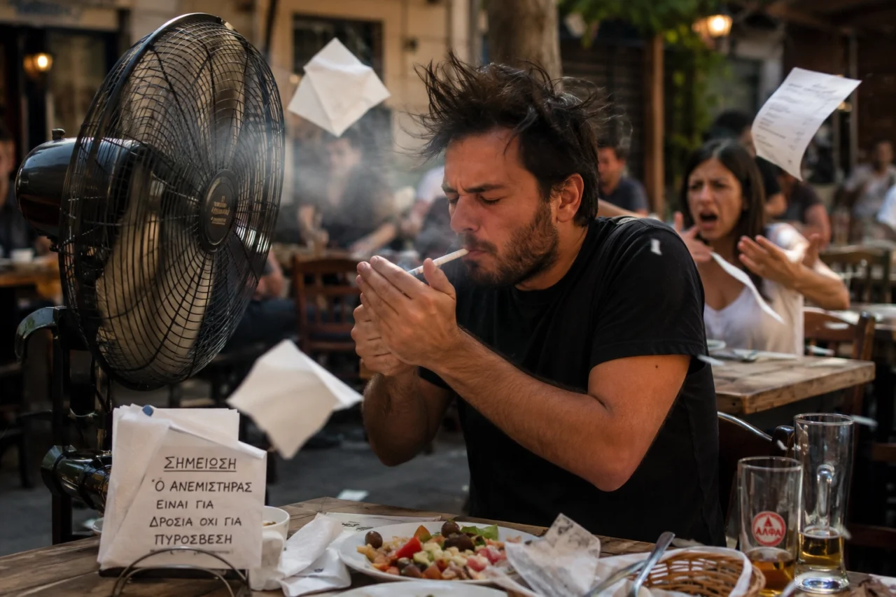 Kalokairi stin Athina- O kapnistis, o anemos kai mia mprizola pou petakse