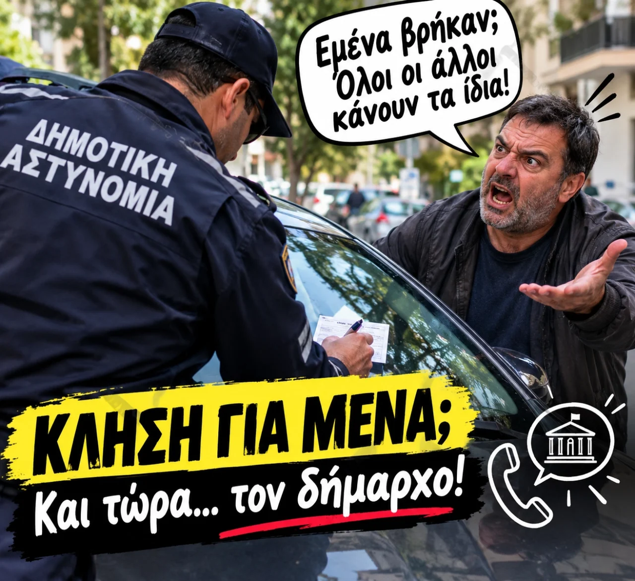 Emena vrikan? Oloi oi alloi paranomoun, alla i Dimotiki Astynomia echei prosopika mazi mou