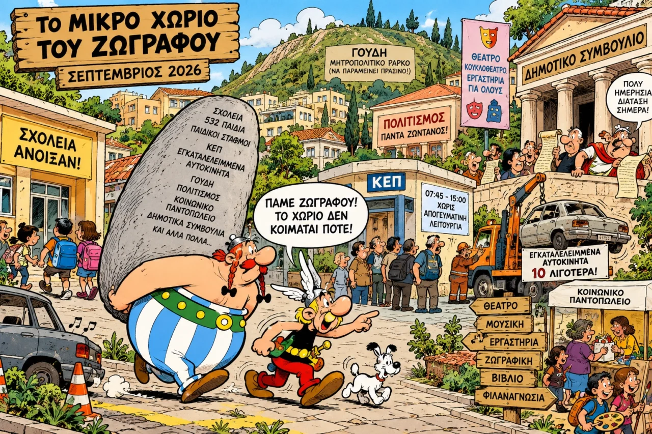 o Mikro Chorio tou Zografou – Septemvrios 2026- Gyrisame apo tis diakopes kai to chorio itan akoma edo